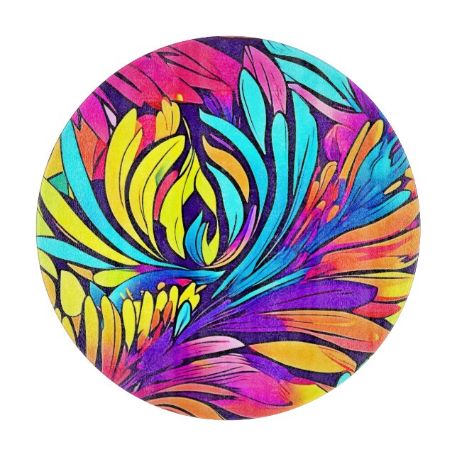 Lebhafte Abstrakte Blüte Schneidebrett (Vorderseite)