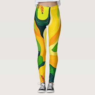 Lebhafte Abstrakte botanische Kunst Leggings