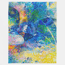 Lebhafte Abstrakte Cat Art Print Fleecedecke
