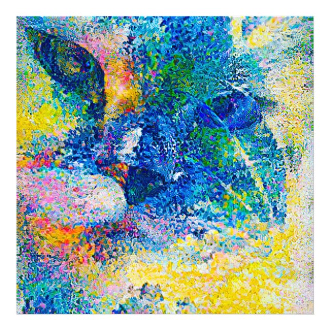 Lebhafte Abstrakte Cat Art Print Fotodruck (Vorne)