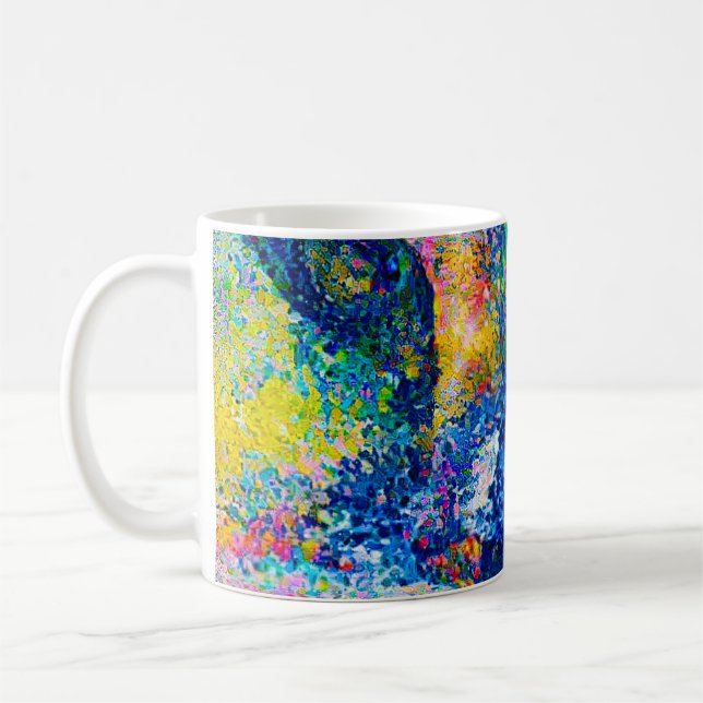 Lebhafte Abstrakte Cat Art Print Kaffeetasse (Links)