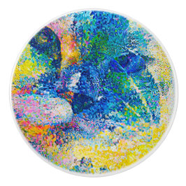 Lebhafte Abstrakte Cat Art Print Keramikknauf