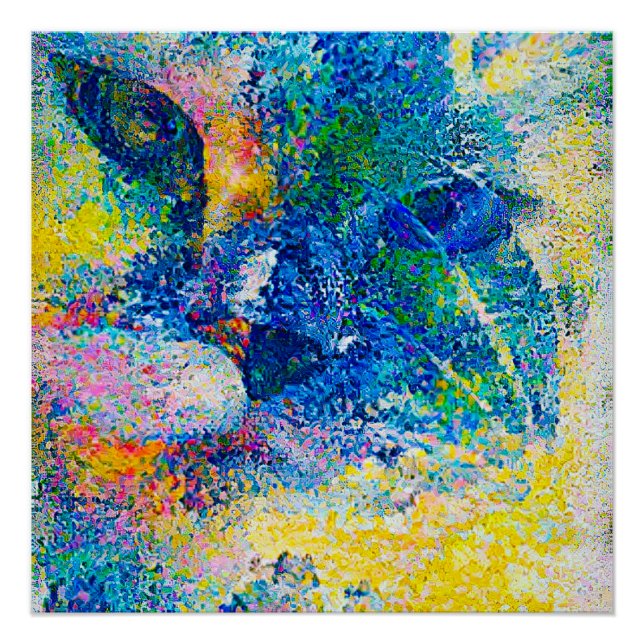 Lebhafte Abstrakte Cat Art Print Poster (Vorderseite)