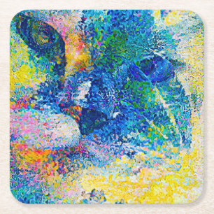 Lebhafte Abstrakte Cat Art Print Rechteckiger Pappuntersetzer