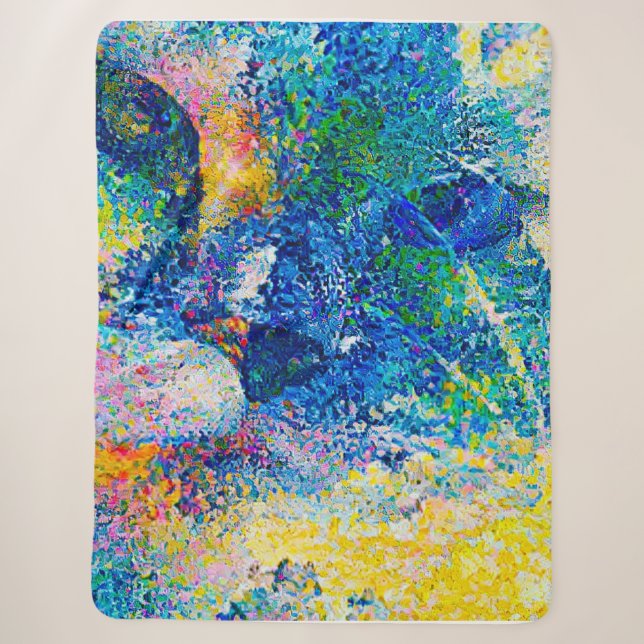 Lebhafte Abstrakte Cat Art Print Sherpadecke (Vorderseite)
