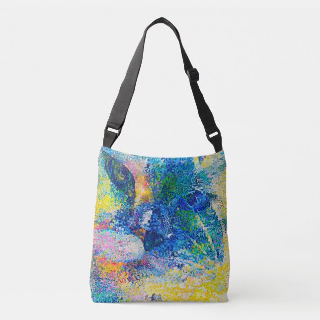 Lebhafte Abstrakte Cat Art Print Tragetaschen Mit Langen Trägern (Vorderseite)