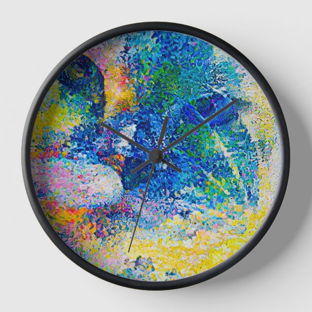 Lebhafte Abstrakte Cat Art Print Uhr (Vorderseite)