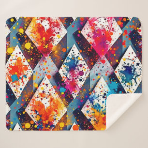 Lebhafte Abstrakte Diamantmuster Sherpadecke