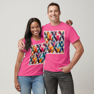 Lebhafte Abstrakte Diamantmuster T-Shirt
