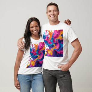 Lebhafte Abstrakte Fluid Art - Color Splash Design T-Shirt