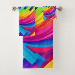 Lebhafte Abstrakte Formen Kunst Badhandtuch Set