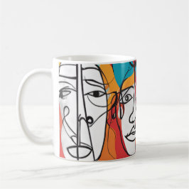 Lebhafte Abstrakte Gesichter - Moderne Kunst Kaffeetasse
