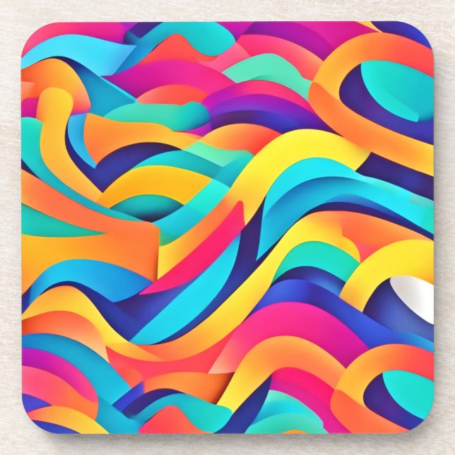 Lebhafte Abstrakte Kunst der Wavy Getränkeuntersetzer (Vorderseite)