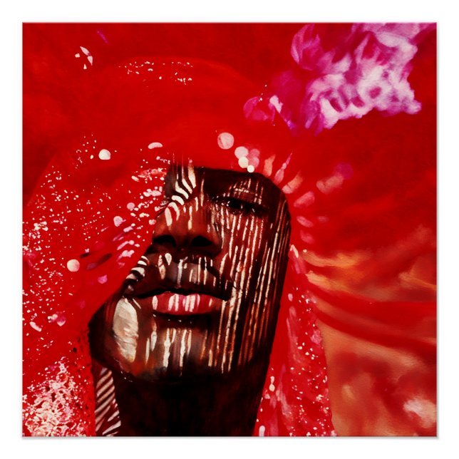 Lebhafte Abstrakte Kunst mit feinem Rot Poster (Vorderseite)