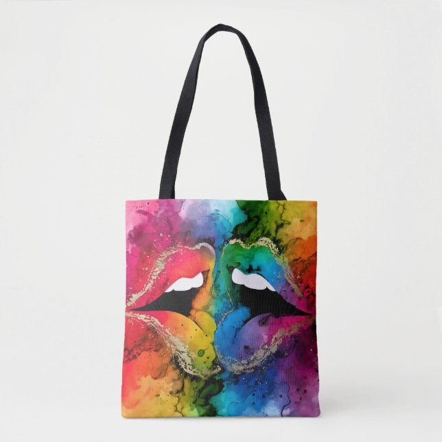 Lebhafte Abstrakte Lippen Tasche (Vorderseite)