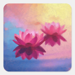 Lebhafte Abstrakte Lotus-Blume Quadratischer Aufkleber