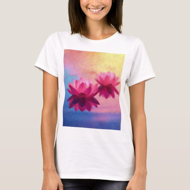 Lebhafte Abstrakte Lotus-Blume T-Shirt (Vorderseite)