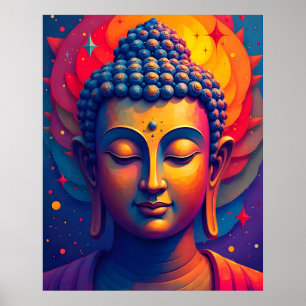 Lebhafte Abstrakte Moderne Buddha Malerei Poster