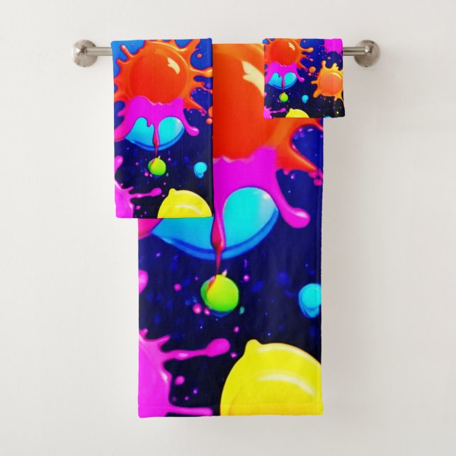 Lebhafte Abstrakte Paint-Explosion Badhandtuch Set (Insitu)