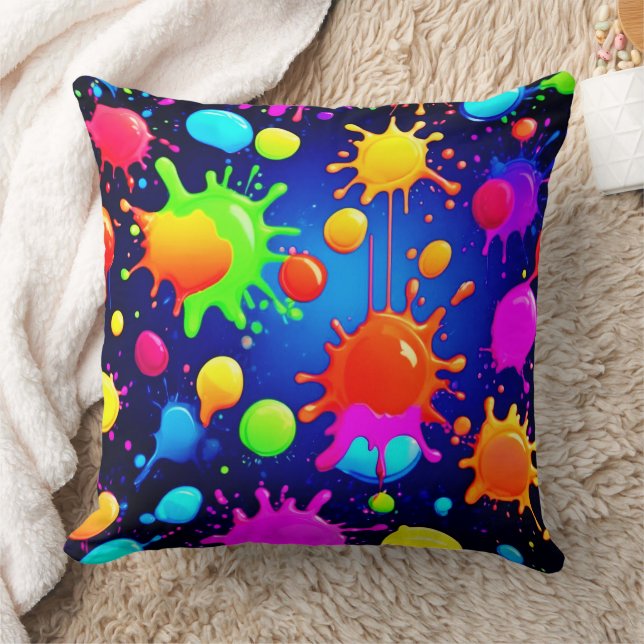 Lebhafte Abstrakte Paint-Explosion Kissen (Decke)