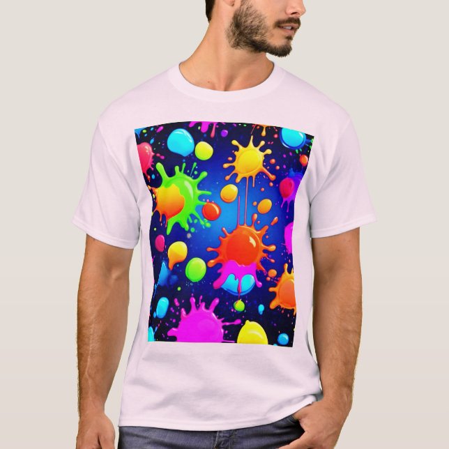 Lebhafte Abstrakte Paint-Explosion T-Shirt (Vorderseite)