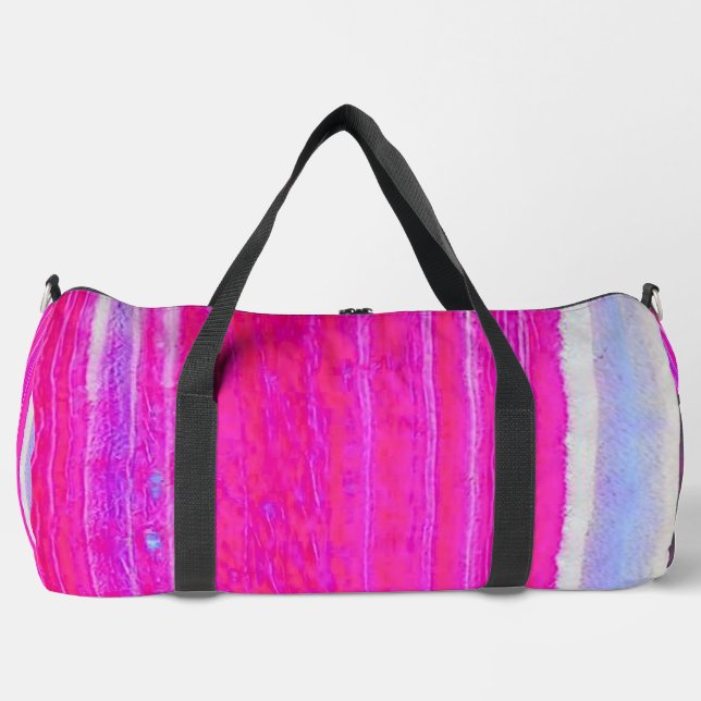 Lebhafte Abstrakte Rosa und Lila Streifen Kunst, D Duffle Bag (Vorderseite)