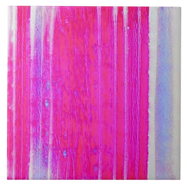 Lebhafte Abstrakte Rosa und Lila Streifen Kunst, D Fliese (Vorderseite)
