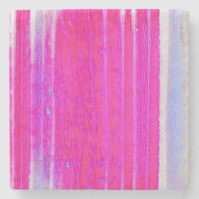 Lebhafte Abstrakte Rosa und Lila Streifen Kunst, D Steinuntersetzer (Vorderseite)