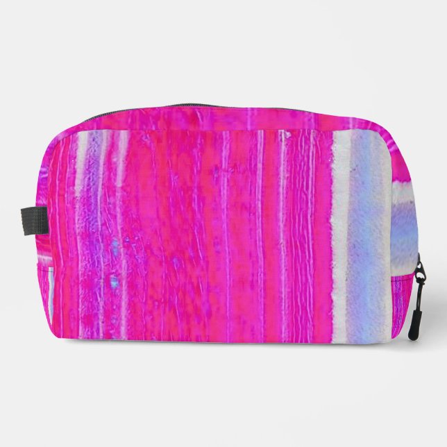 Lebhafte Abstrakte Rosa und Lila Streifen Kunst, D Waschbeutel (Vorderseite)