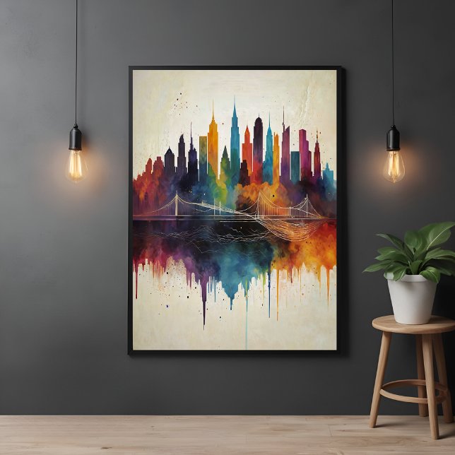 Lebhafte Abstrakte Skyline City Art Poster (Von Creator hochgeladen)
