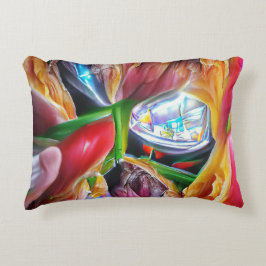Lebhafte Abstrakte Tulip Reflections Dekokissen