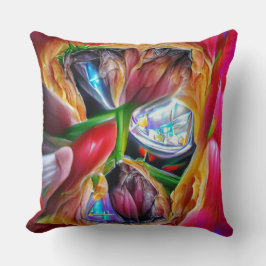 Lebhafte Abstrakte Tulip Reflections Kissen