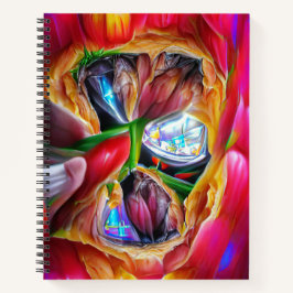 Lebhafte Abstrakte Tulip Reflections Notizbuch