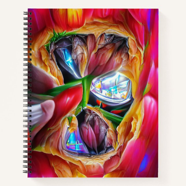 Lebhafte Abstrakte Tulip Reflections Notizbuch (Vorderseite)