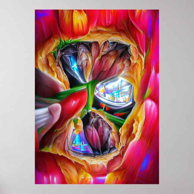 Lebhafte Abstrakte Tulip Reflections Poster (Vorne)