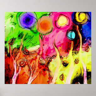 LEBHafte ABSTRAKTE WALDKUNST AN DER WAND Poster