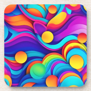 Lebhafte Abstrakte Wave Art Getränkeuntersetzer