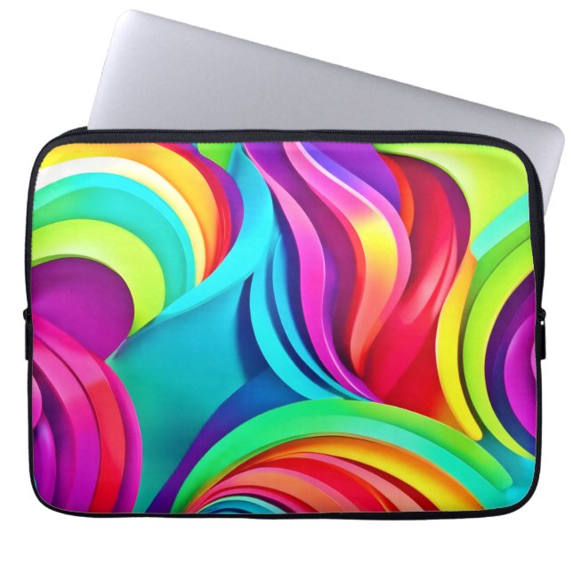 Lebhafte Abstrakte Waves in dynamischer Farbe Laptopschutzhülle (Vorderseite)