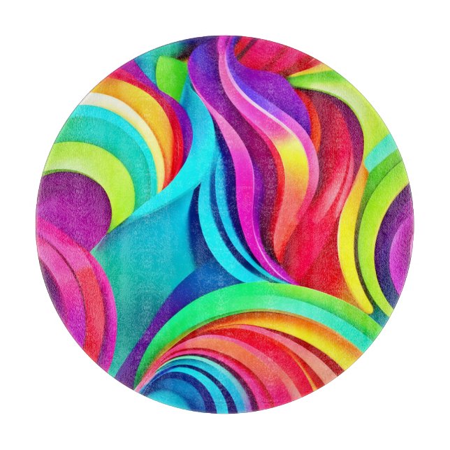 Lebhafte Abstrakte Waves in dynamischer Farbe Schneidebrett (Vorderseite)