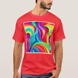 Lebhafte Abstrakte Waves in dynamischer Farbe T-Shirt
