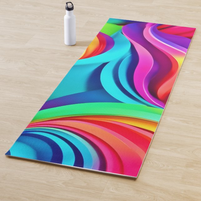 Lebhafte Abstrakte Waves in dynamischer Farbe Yogamatte (Beispiel)