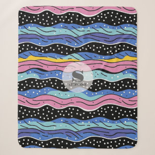 Lebhafte Abstrakte Wavy-Linien mit Polka-Punkten Sherpadecke