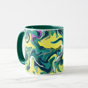 Lebhafte Abstrakte Wirbel in Gelb und Grün Tasse