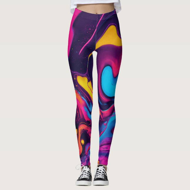"Lebhafte Abstrakte Wirbel" Leggings (Vorderseite)