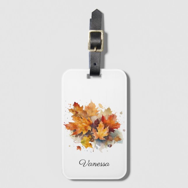 Lebhafte Ahornwasserfarbe für den Herbst Gepäckanhänger (Vorderseite Vertikal)