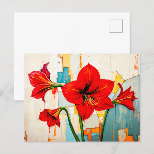 Lebhafte Amaryllis im modernen Abstrakten Stil Feiertagspostkarte
