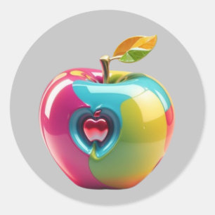 Lebhafte Apple Art Runder Aufkleber