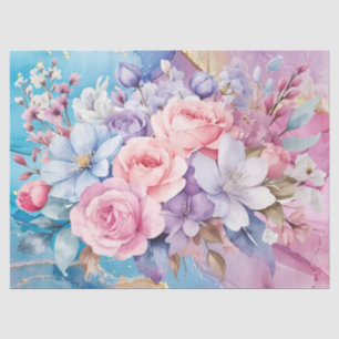 Lebhafte Aqua & Pink Blumensträuße Dekoupage Seidenpapier