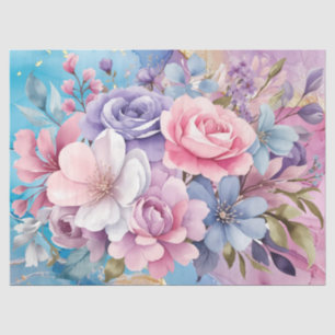 Lebhafte Aqua & Pink Blumensträuße Dekoupage Seidenpapier