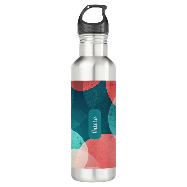 Lebhafte Aquamarine und korale Edelstahlflasche (Vorderseite)